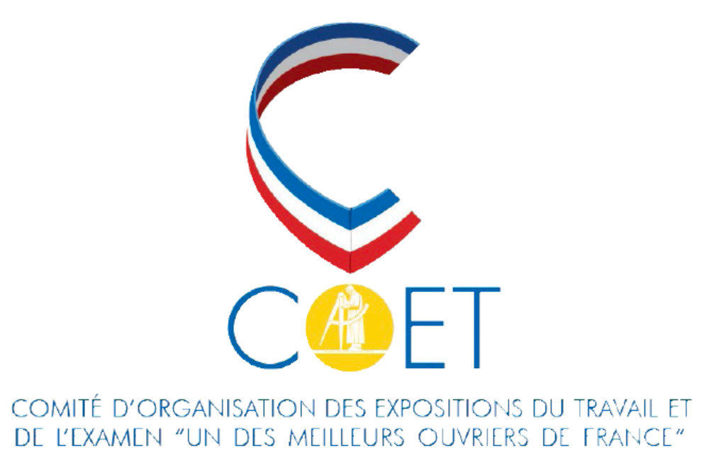 Logo du comité d'organisation des expositions du travail et de l'examen ''Un des meilleurs ouvriers de France''.